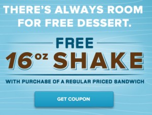 free arbys shake