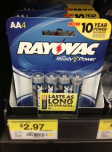 Rayovac Batteries 4 pack at Walmart