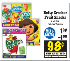 F4L Betty Crocker fruit snacks