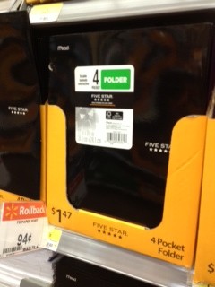 5 Star folder no prongs Walmart IHTM