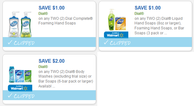 Dial soap coupons