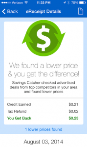 Savings Catcher Receipt