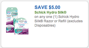 $5.00 Schick Hydro Silk Coupon