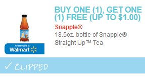 snapple straight up tea coupon