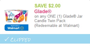 Glade Twin Pack Candle Coupon